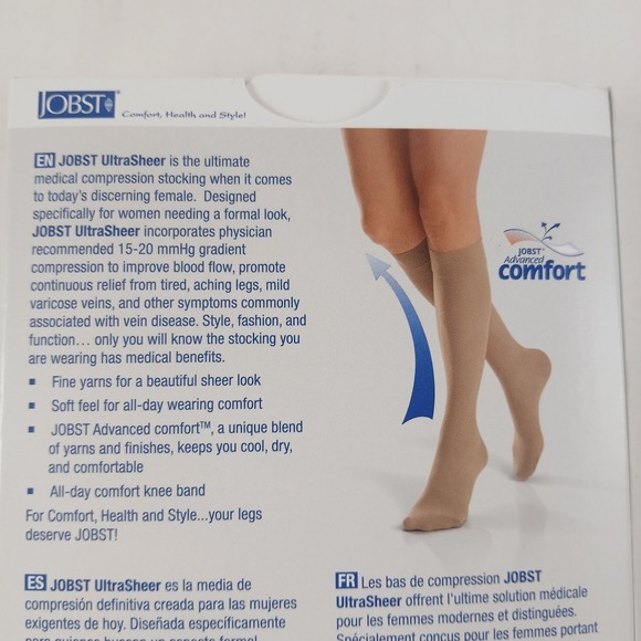 Jobst Ultrasheer Black Knee High Size L Full Calf Closed‎ Toe 15-20mmHg - Picture 5 of 9